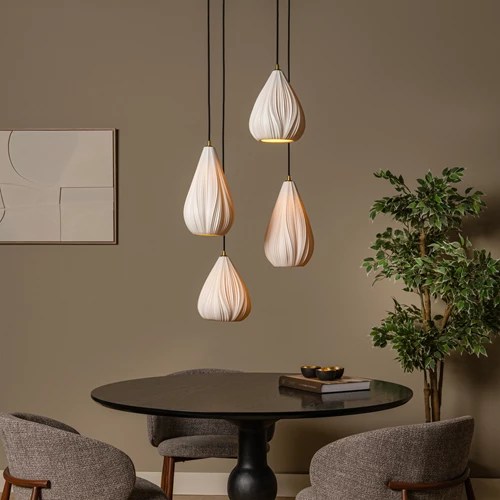 Lucide CINZIA - Pendant light - Ø 55,5 cm - 4xE27 - White - atmosphere 1